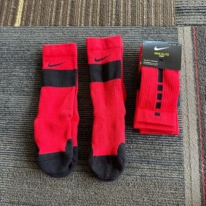 Nike Elite Red and Black Athletic Socks